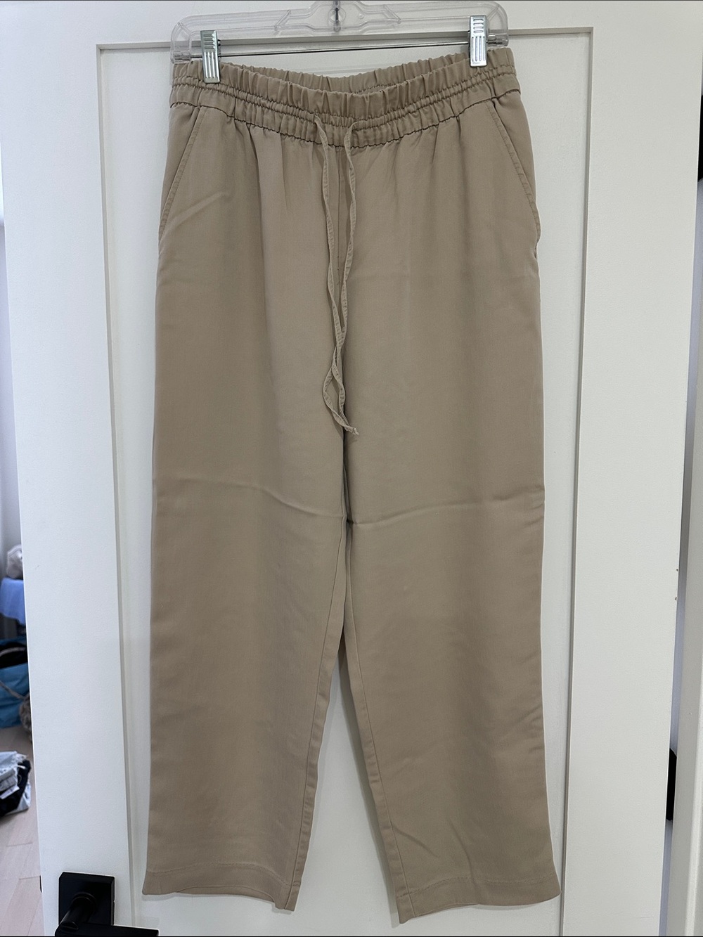 H&M Beige Elastic Waist Drawstring Chinos